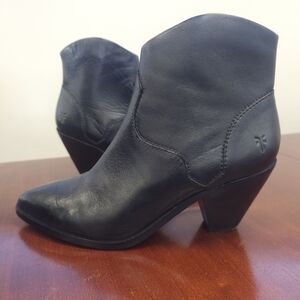 Frye Black Leather Ankle Booties